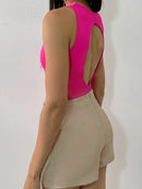 Body Manga Corta Abertura Espalda Redond