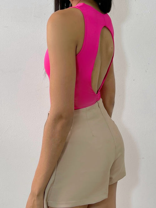 Body Manga Corta Abertura Espalda Redond