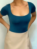 Body Manga Corta Cuello Cuadrado