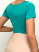 Body Manga Corta Cuello Cuadrado