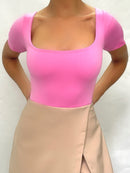 Body Manga Corta Cuello Cuadrado