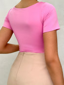 Body Manga Corta Cuello Cuadrado