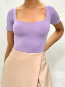 Body Manga Corta Cuello Cuadrado