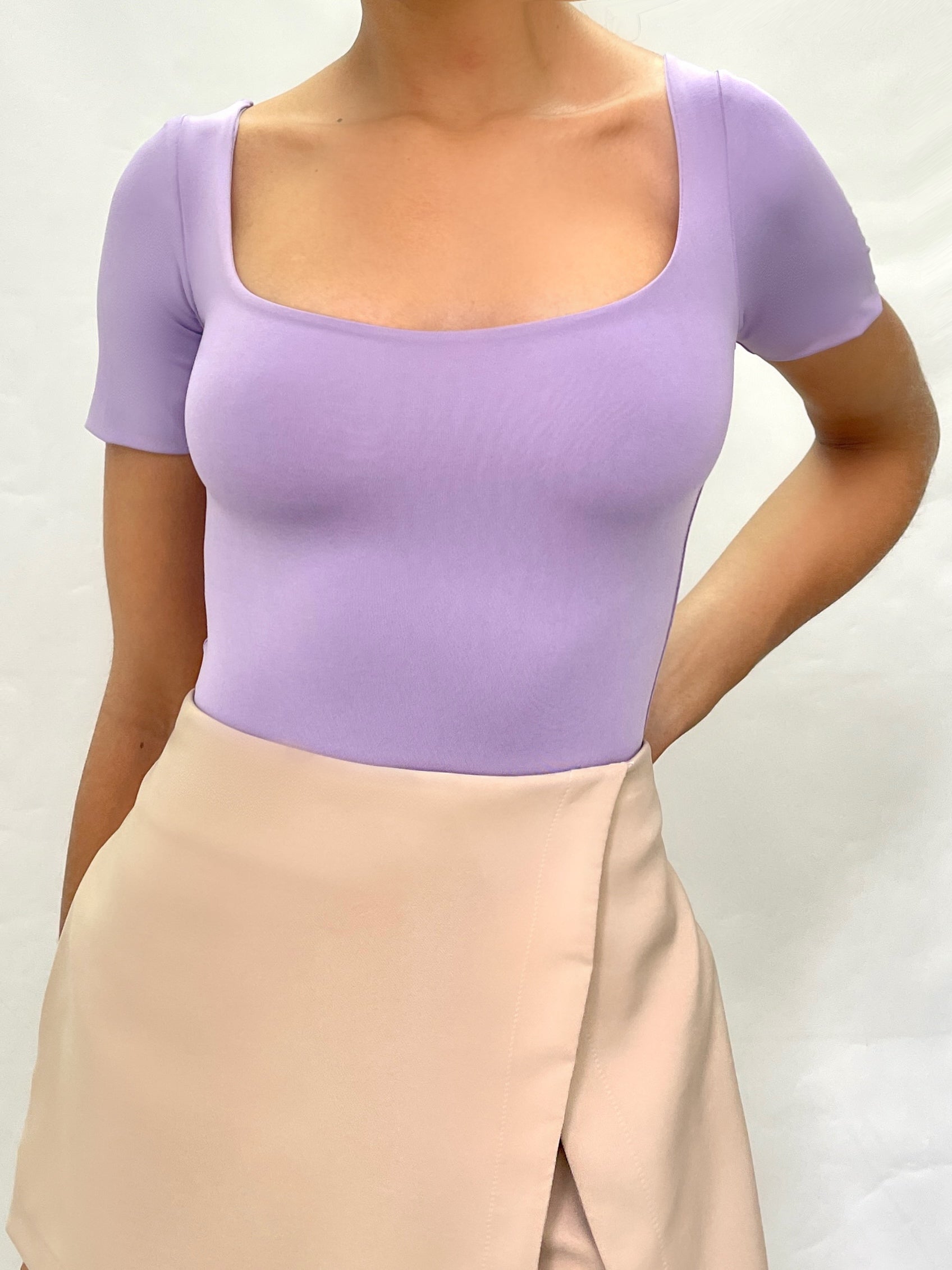 Body Manga Corta Cuello Cuadrado