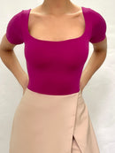 Body Manga Corta Cuello Cuadrado