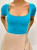 Body Manga Corta Cuello Cuadrado