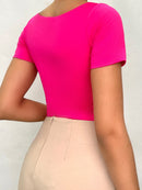 Body Manga Corta Cuello Cuadrado