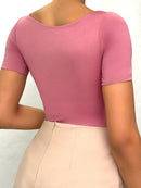 Body Manga Corta Cuello Cuadrado