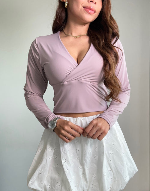 Blusa Corta Manga Larga Escote V