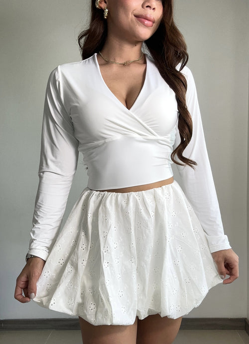 Blusa Corta Manga Larga Escote V