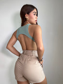 Body Manga Sisa Escote Arco En Espalda