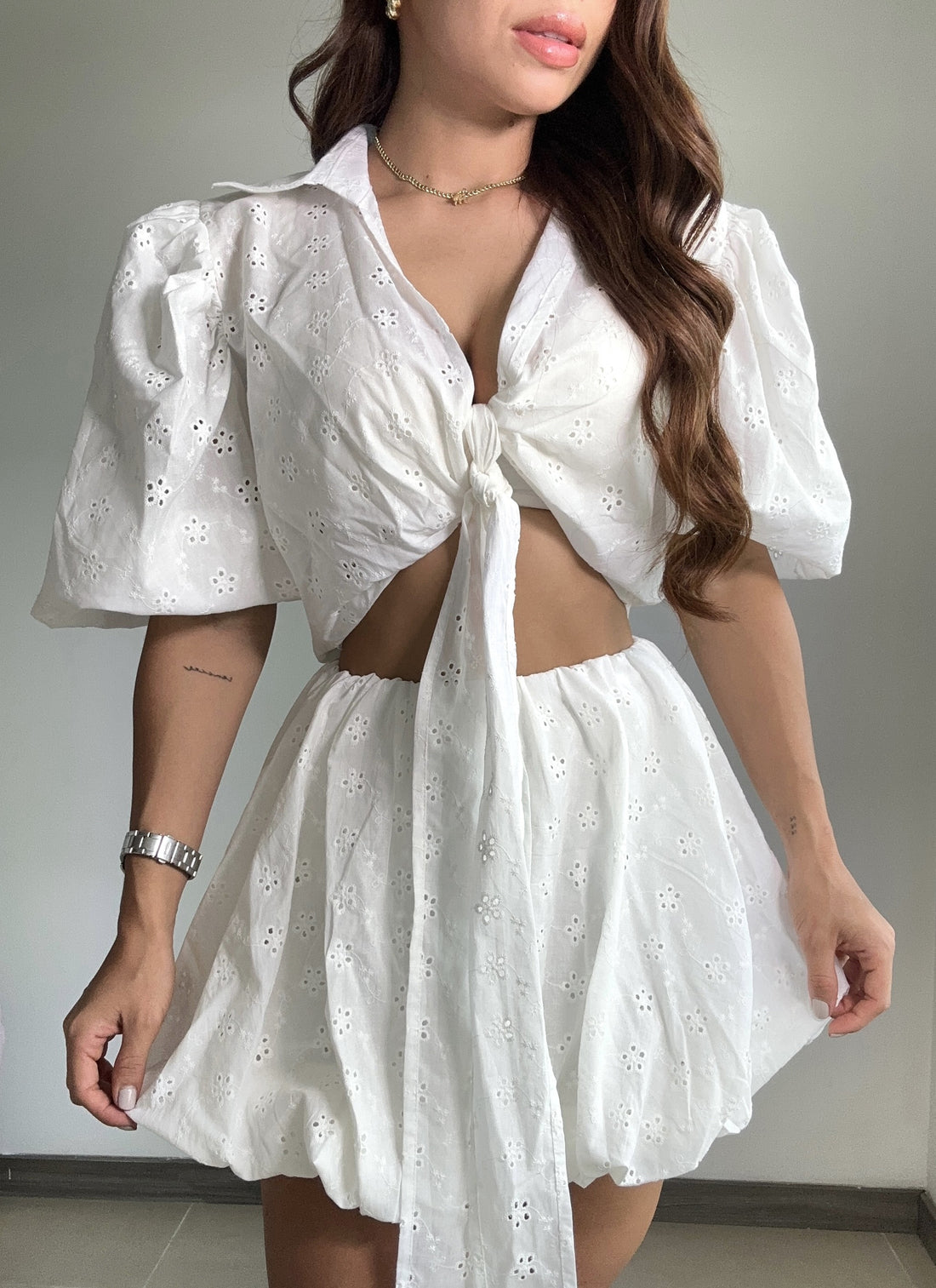 Camisera Amarrar Centro Manga Globo