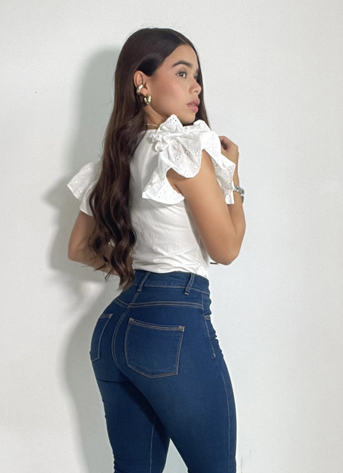 Blusa Cuello Redondo Manga Sisa Hojarota