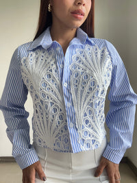 Camisera Manga Larga Aplique Guipiure