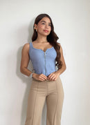 Blusa Manga Sisa Cierre Centro Sesgo