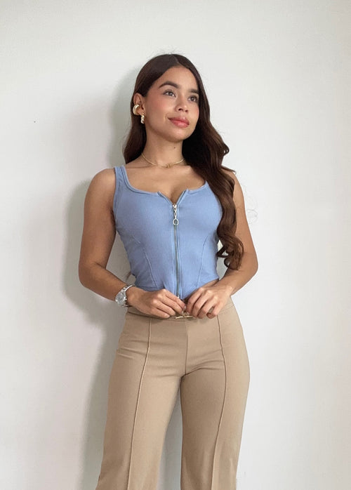 Blusa Manga Sisa Cierre Centro Sesgo