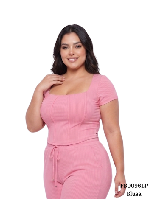 Blusa Manga Corta Cuello Cuadrado