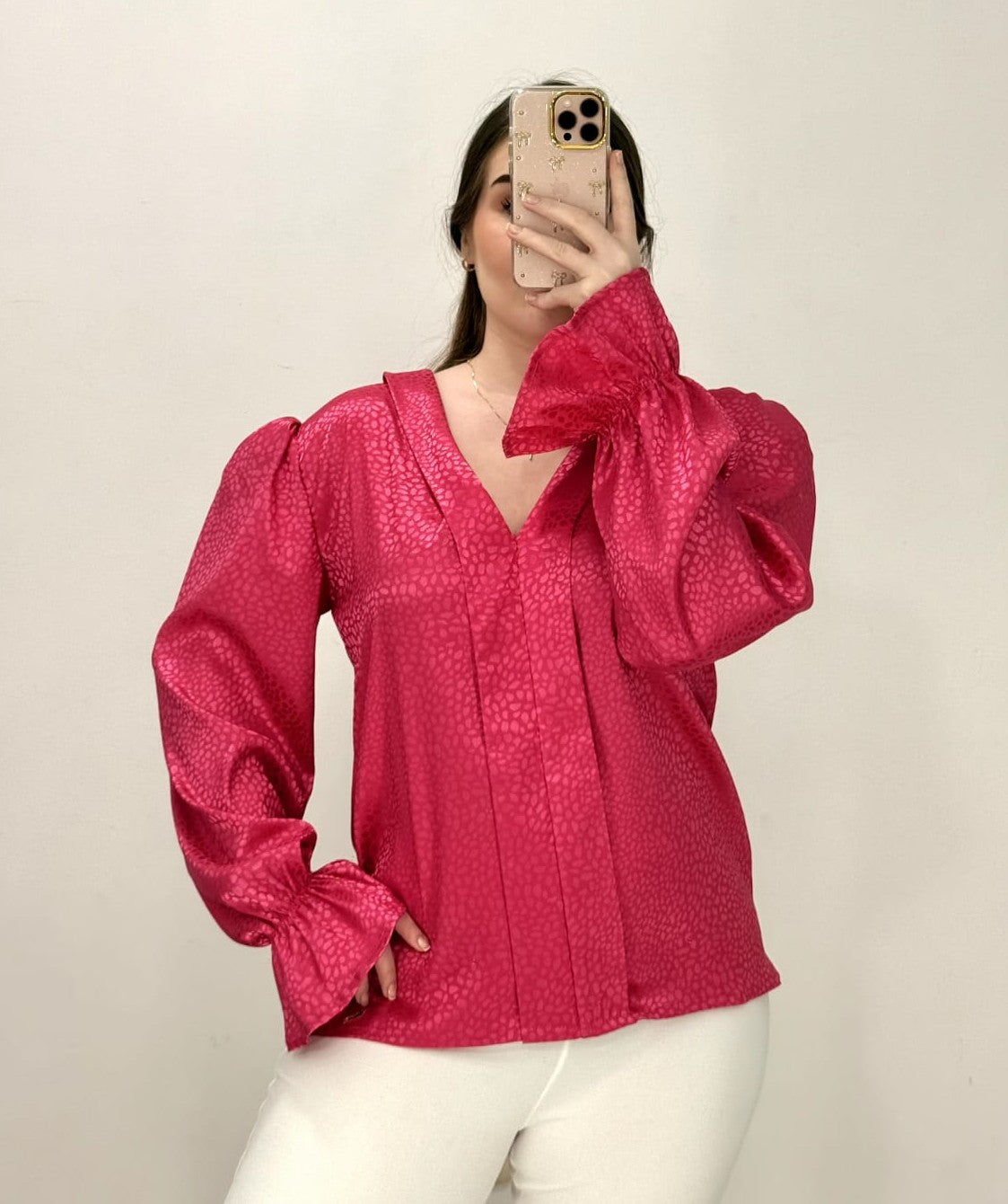 Camisa Dama Manga Larga Cuello En V