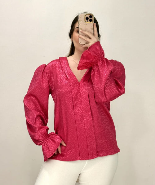 Camisa Dama Manga Larga Cuello En V