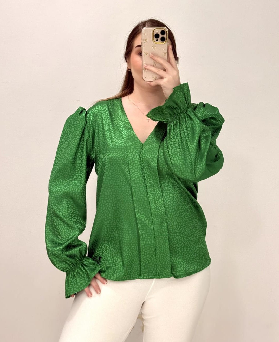 Camisa Dama Manga Larga Cuello En V