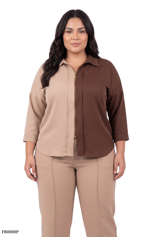 Camisera Manga Larga Bicolor Cierre