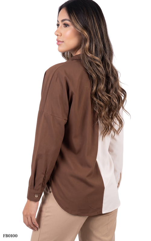 Camisera Manga Larga Bicolor Cierre