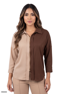 Camisera Manga Larga Bicolor Cierre