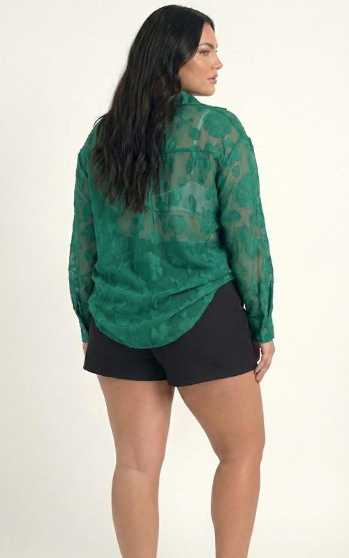 Camisa Manga Larga Con Transparencia Plu