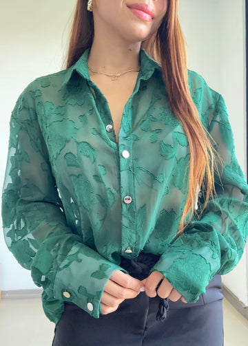 Camisa Manga Larga Con Transparencia