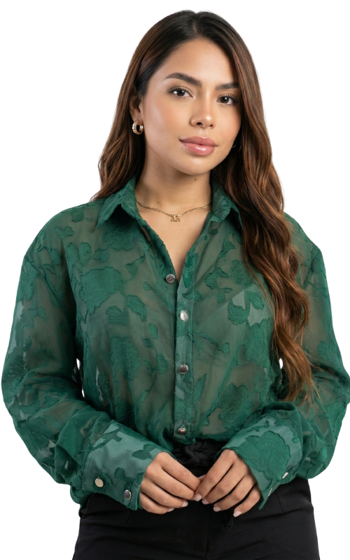 Camisa Manga Larga Con Transparencia