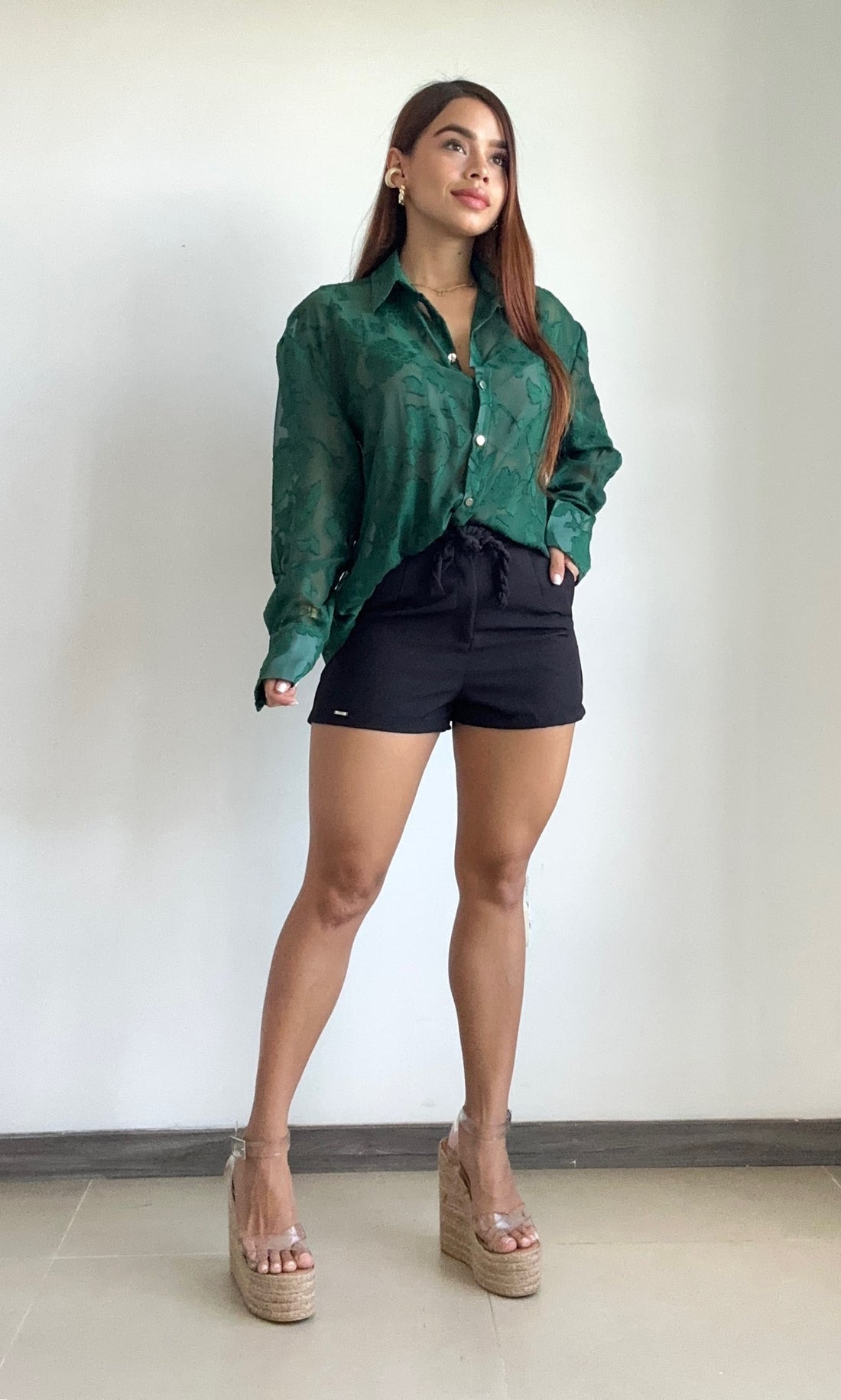 Camisa Manga Larga Con Transparencia
