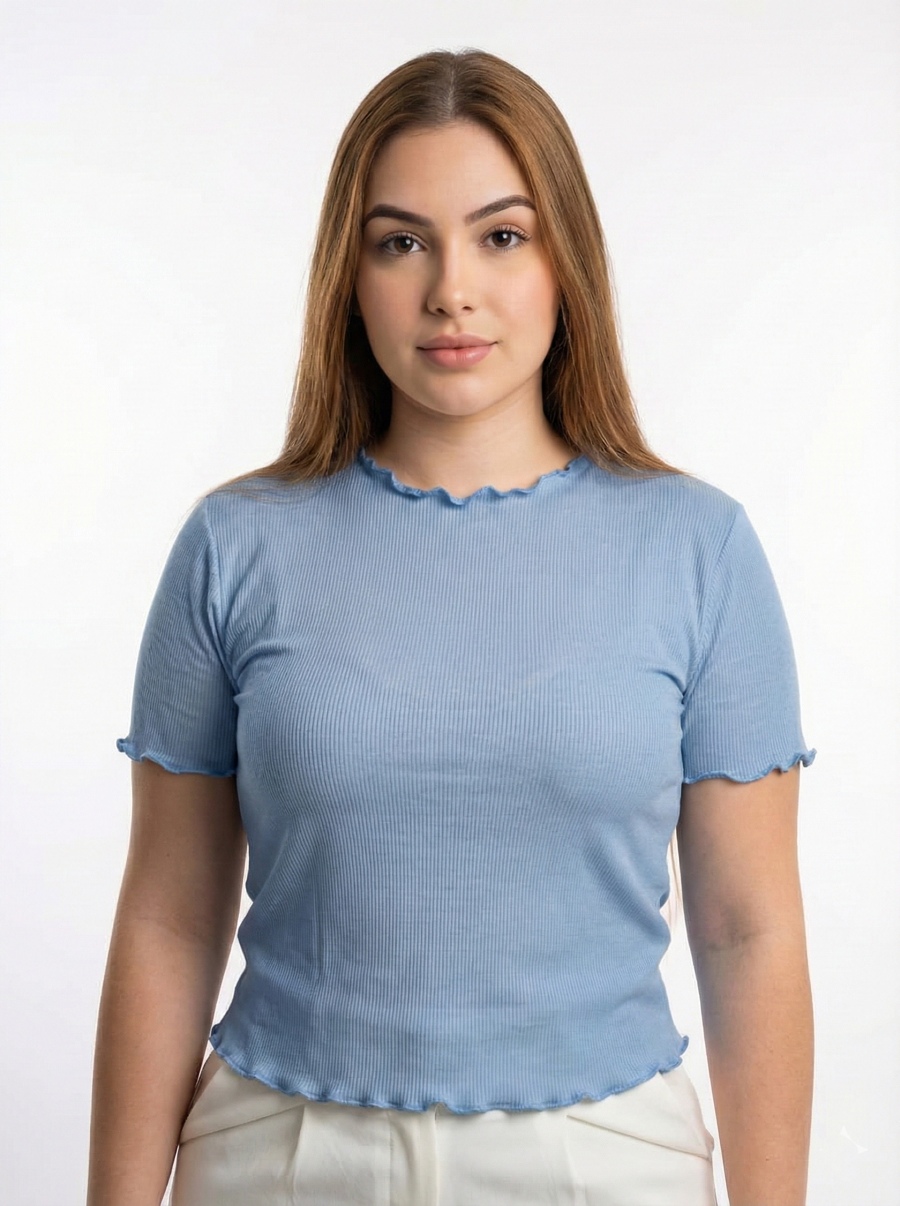 Blusa Runche En Las Mangas Y Cuello Plus