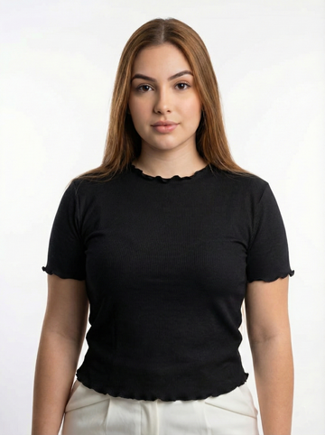 Blusa Runche En Las Mangas Y Cuello Plus