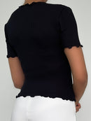 Blusa Runche En Las Mangas Y Cuello.