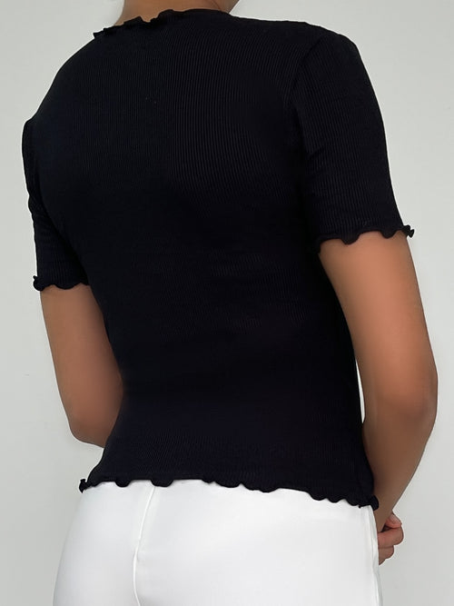 Blusa Runche En Las Mangas Y Cuello.