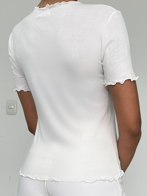Blusa Runche En Las Mangas Y Cuello.