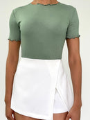 Blusa Runche En Las Mangas Y Cuello.