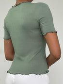 Blusa Runche En Las Mangas Y Cuello.