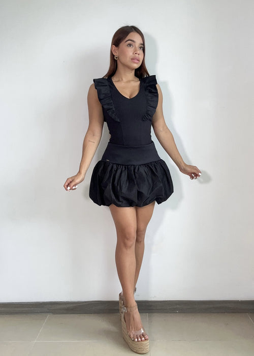 Blusa Sisa Cuello Redondo Con Volantes