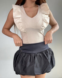 Blusa Sisa Cuello Redondo Con Volantes