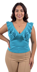 Blusa Manga Sisa Cuello V 3 Boleros Plus