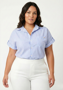 Camisa Dama Manga Corta Estampado Plus