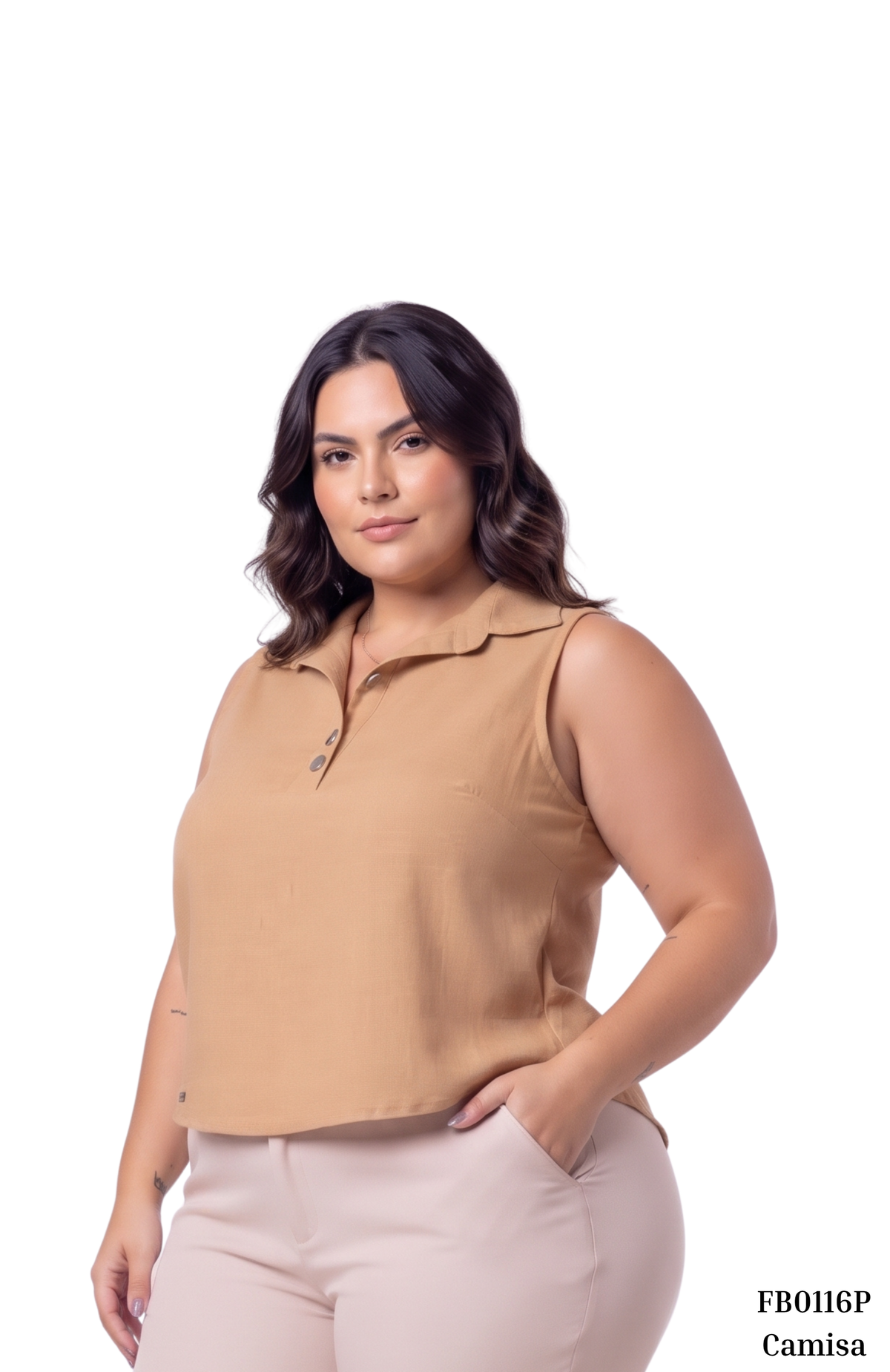 Camisa Manga Sisa Escote En V Botones