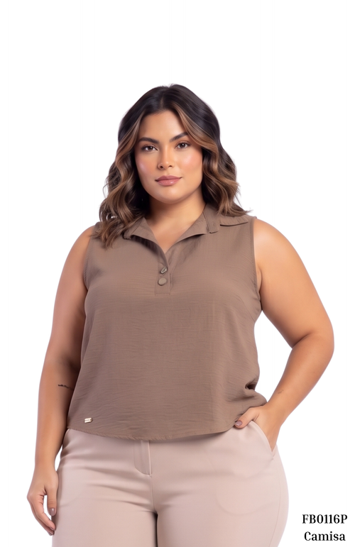 Camisa Manga Sisa Escote En V Botones