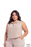 Camisa Manga Sisa Escote En V Botones