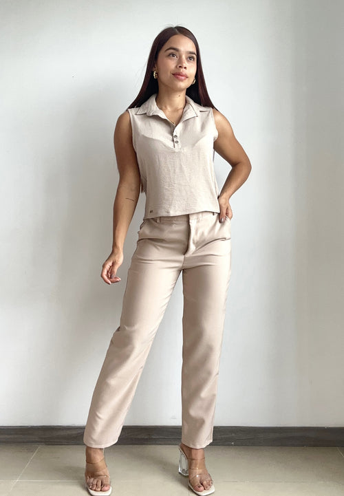 Camisa Manga Sisa Escote En V Botones