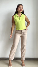 Camisa Manga Sisa Escote En V Botones