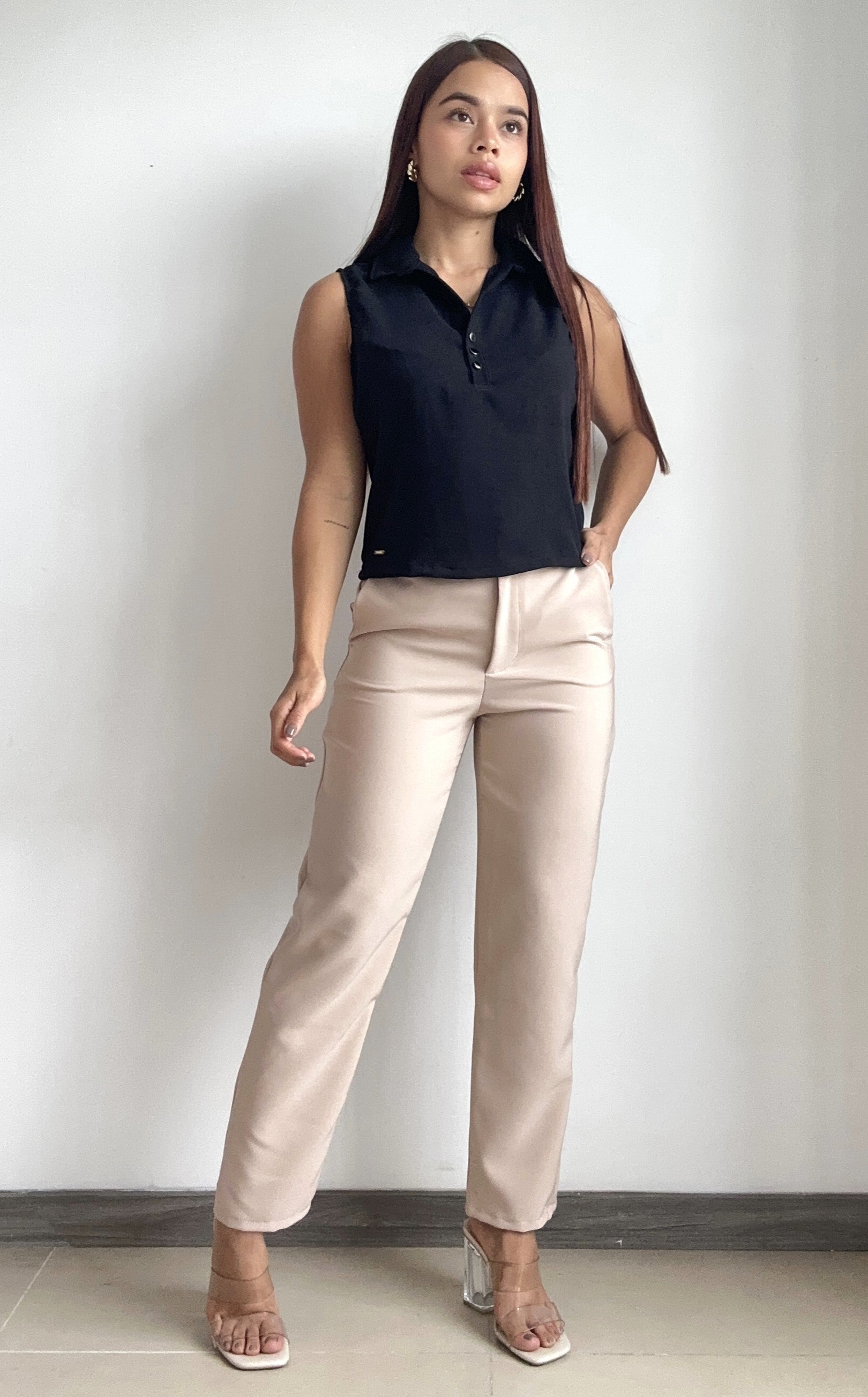 Camisa Manga Sisa Escote En V Botones