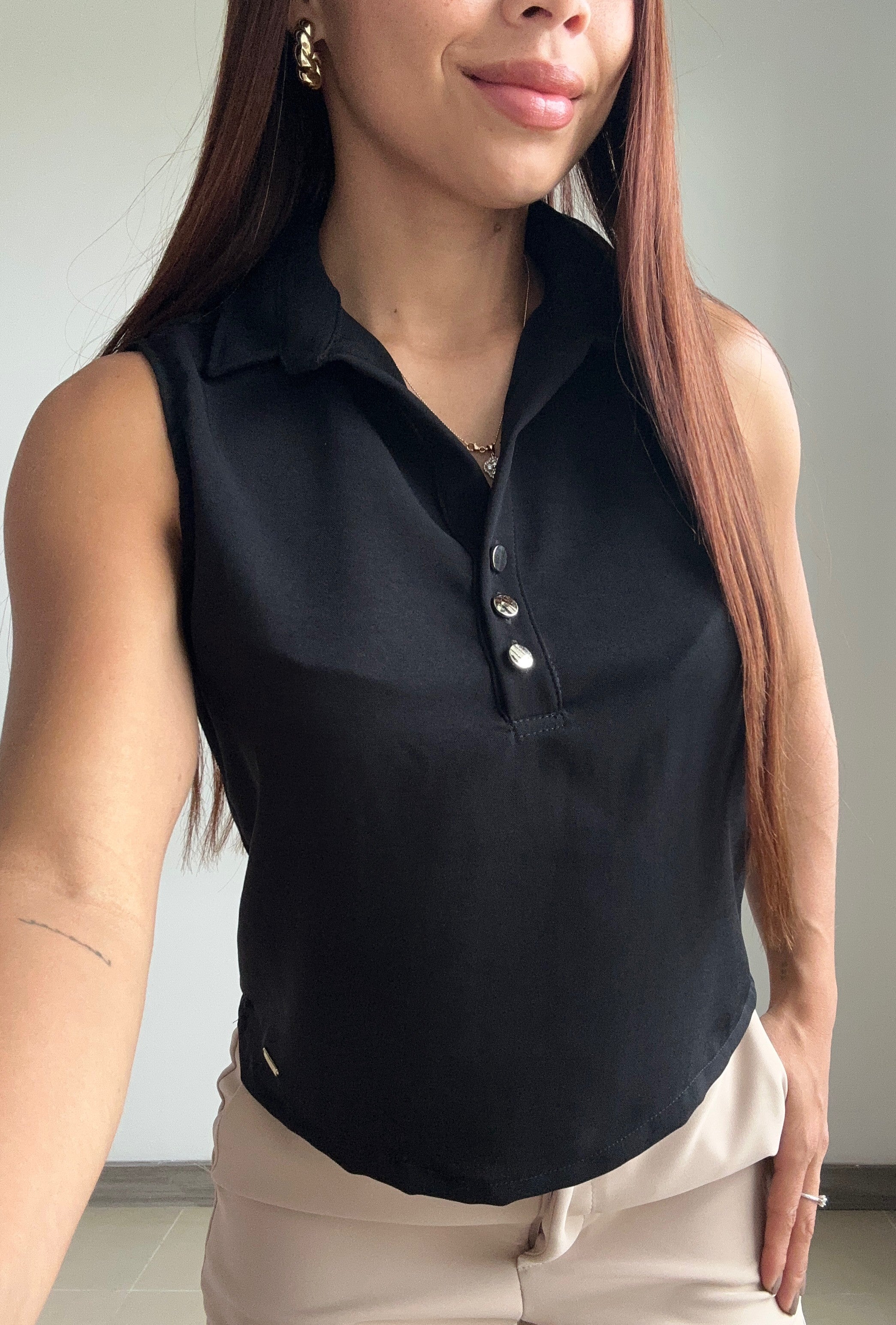 Camisa Manga Sisa Escote En V Botones