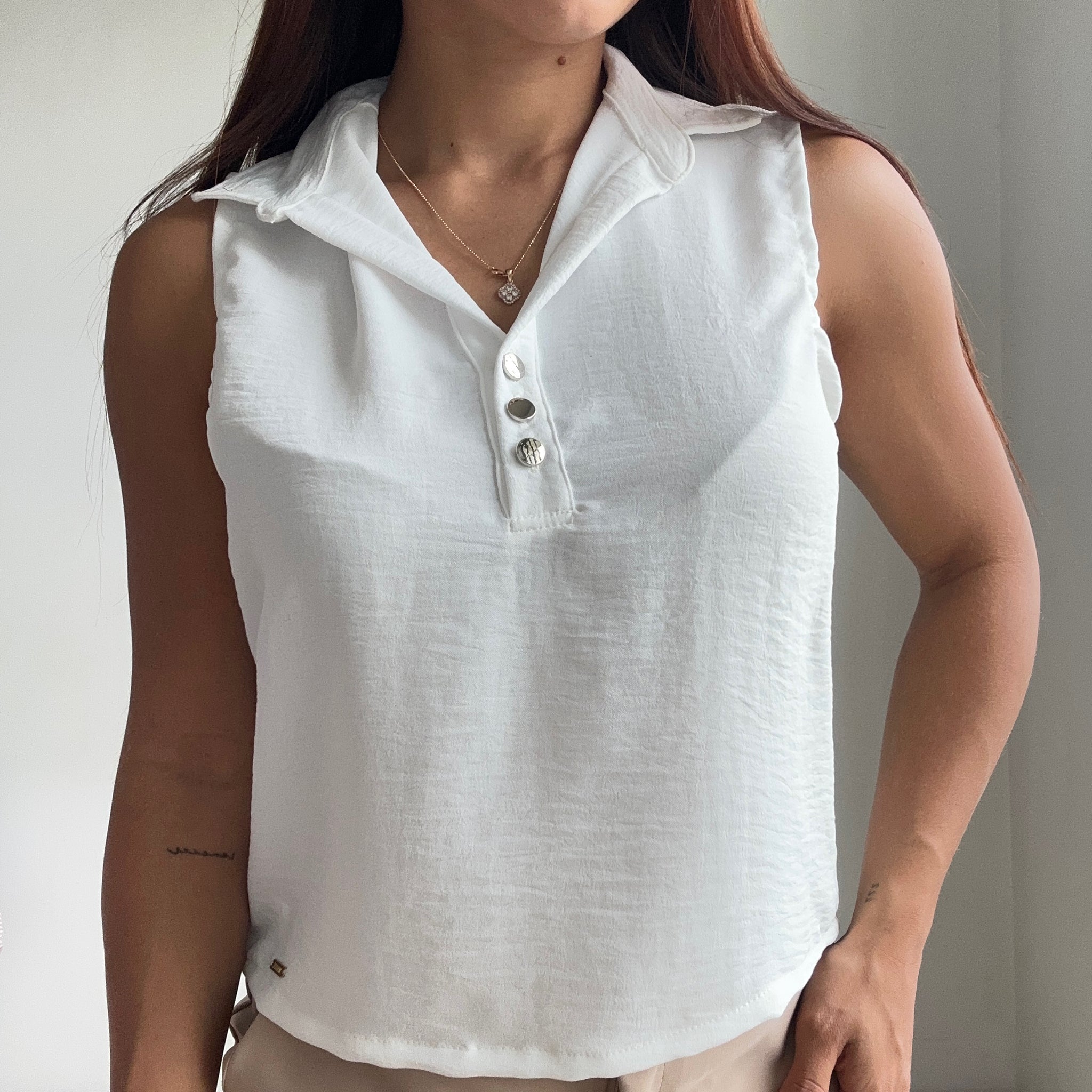 Camisa Manga Sisa Escote En V Botones